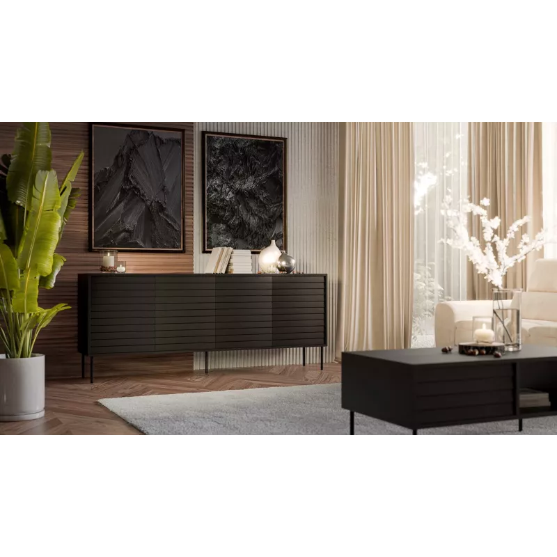 Kummut cama meble Cama 4D CORTINA — 2000×400×810 mm, must, puitlaastplaat