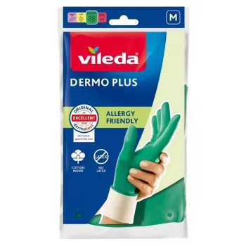 Vileda Dermo Plus ‘M’ kindad, roheline puuvill, nitriil