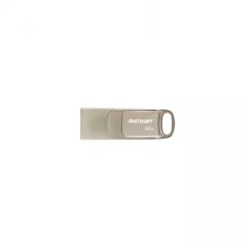USB-mälupulk PATRIOT PS64GT560DS5D 64GB USB 3.2 (USB-A & USB-C), pöörlev tsink-sulamist korpus, hõbedane