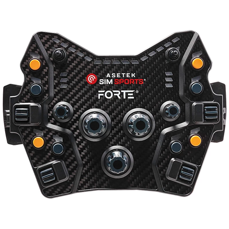 Nupukast Asetek SimSports Forte GT — kompaktne võistlusjuhtpaneel konfigureeritavate nuppude ja pöördanduritega