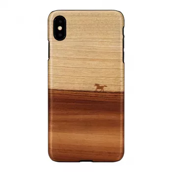 Mehe ja puidu telefoniümbris iPhone XS Max jaoks — must kaitseümbris