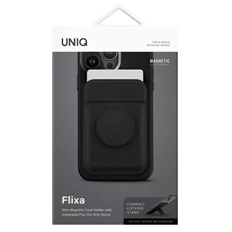Magnetiline kaarditasku UniQ Flixa — MagSafe-ühilduv, must (jet Must)