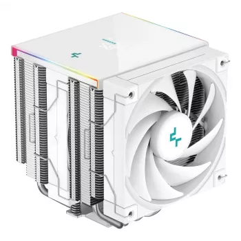 Õhkjahuti DeepCool AK620 Digital SE Valge — kahe 120 mm ventilaatoriga, 6 soojustoru, PWM, LGA 1700 tugi, sisseehitatud ekraan