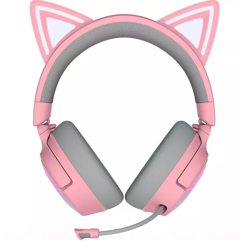Razer Kraken Kitty V3 Pro - Quartz kõrvaklapid, juhtmega ja juhtmevaba, peavõru, mängimiseks, USB Type-A, Bluetooth, roosa