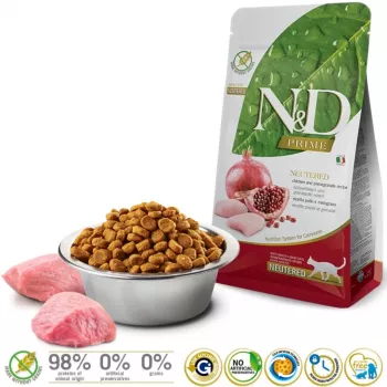 FARMINA N&D Prime Neutered Chicken&Pomegranate Adult - kuiv kassitoit - 5 kg