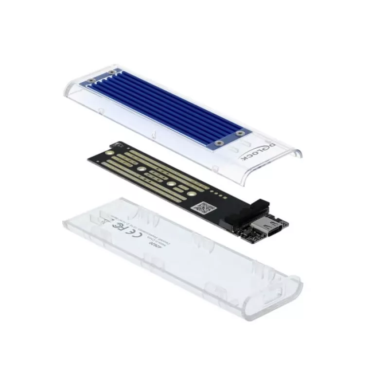 SSD-korpus DeLOCK 42620 Väline korpus M.2 NVME PCIe SSD-le USB USB-C emasliidesega läbipaistev