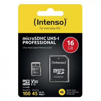 MÄLUKAART MICRO SDHC 16GB C10/W/ADAPTER 3433470 INTENSO