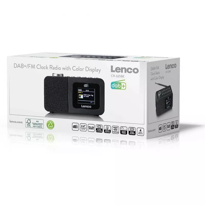 Lauaraadio Lenco CR-625BK — FM/AM-vastuvõtja Bluetoothiga, must