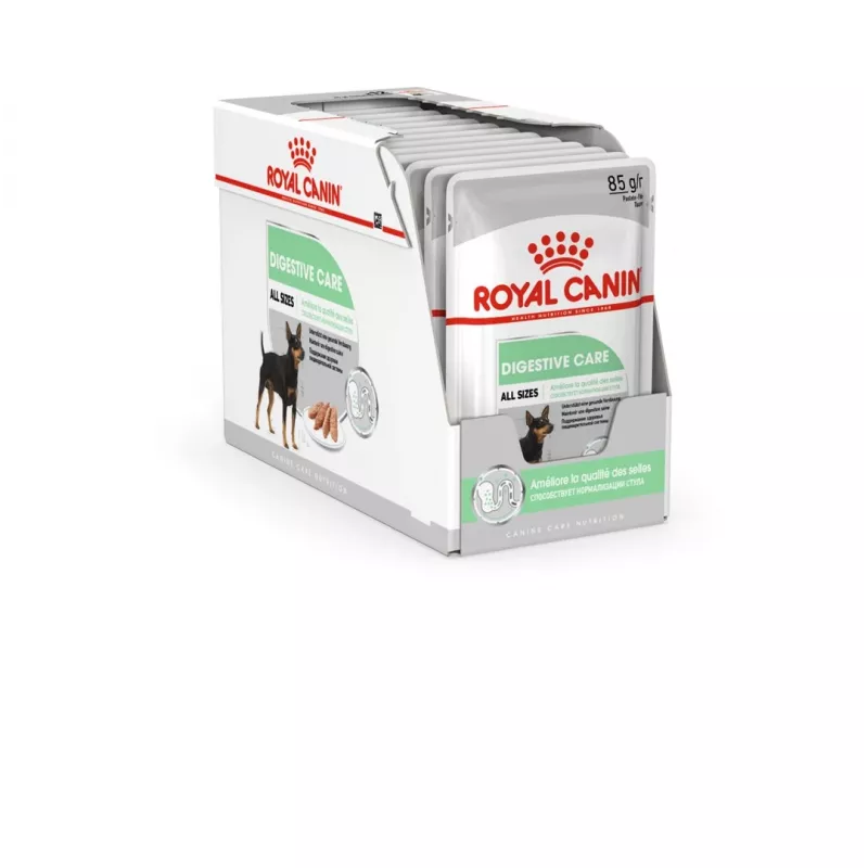 Märg koeratoit Royal Canin Digestive Care Meat & Vegetable kotikesed 12 x 85 g — täiskasvanud koerad, seedimise tugi