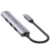 USB-C jaotur Unitek H1208B — 1x USB-A 5 Gbps, 3x USB-A 2.0, USB-C host, alumiiniumkorpus, 0,20 m kaabel