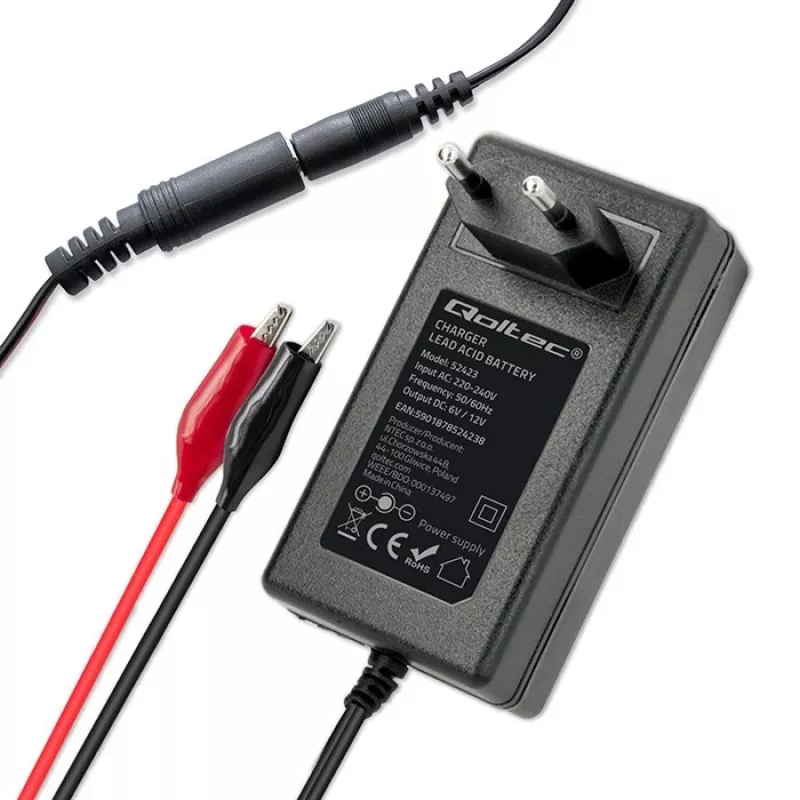Akulaadija QOLTEC 52423 AGM/GEL/STD akudele 6V/12V 1,5A