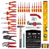 Mehaanika tööriistakomplekt Knipex 00 21 06 — 68 tööriista, sisaldab nõelaots- ja veepumba tange, punased/kollased tööriistad, must kohver (515×438×265 mm)