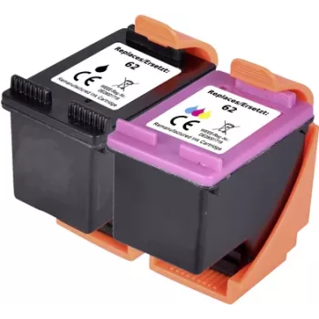 Renkforce tindikomplekt asendab HP 62 (N9J71AE) ühilduv komplekt Must, Tsüaan, magenta, Kollane RF-I-HP62BKCMY2PK RF-5705430 (RF-5705430)