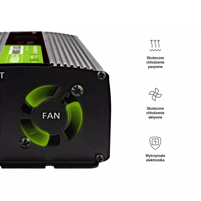 Green Cell pingemuundur PowerInverter LCD 12 V 500W/1000W auto inverter ekraaniga - puhta siinusega toiteadapter/inverter Auto Must
