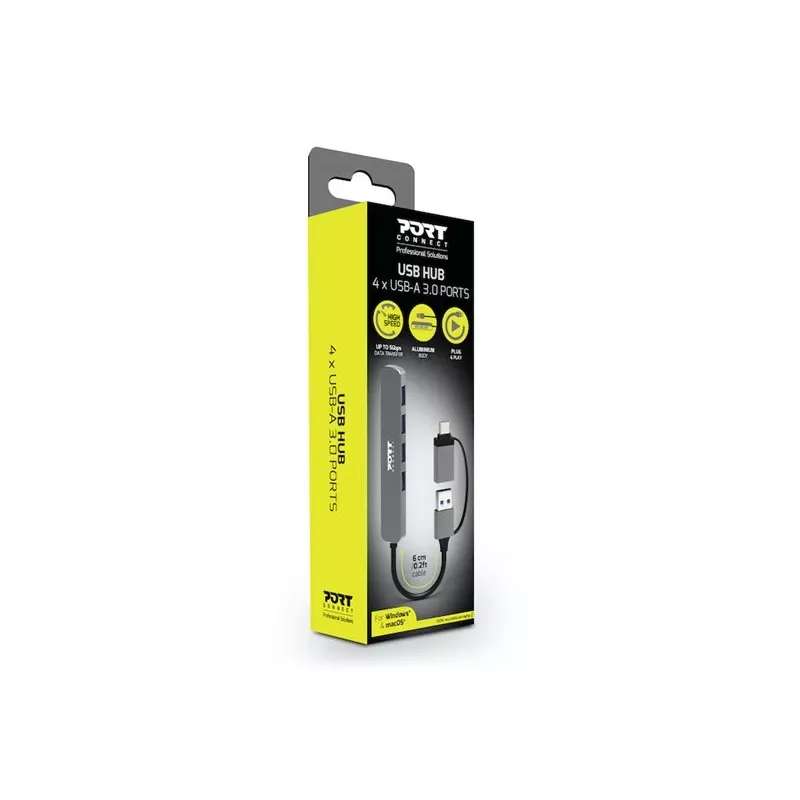 PORT CONNECT | Hub USB-C/USB-A 4 USB-A 3.0 5Gbps portiga