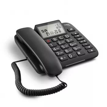 Analoogtelefon Gigaset DL380 helistaja ID-ga, juhtmega telefonitoru, must