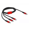 USB-laadimiskaabel DeLOCK 3-in-1 USB USB-C kuni Lightning, Micro USB, USB USB-C 1 m must, punane