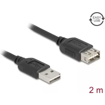 USB A USB A-le kaabel DELOCK 81513 — USB 2.0, 2 m, must, kullatud kontaktid