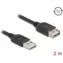 USB A USB A-le kaabel DELOCK 81513 — USB 2.0, 2 m, must, kullatud kontaktid