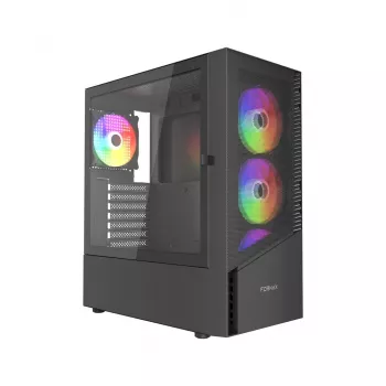 Arvutikorpus GEMBIRD Fornax 4300 Midi Tower ATX, karastatud klaas, 2×3,5-tollist pesa, 3×2,5-tollist pesa, ARGB-ventilaatorite tugi, USB 3.2 Gen1