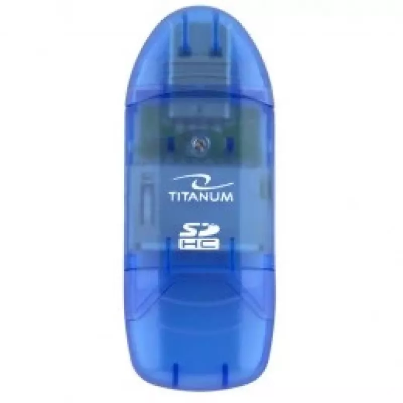 Kaardilugeja Titanum TA101B USB 2.0, sinine — toetab MicroSD, SD/SDHC, MMC, MS formaate, 480 Mbit/s