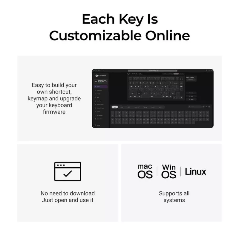 Mehaaniline 75% klaviatuur Keychron V1 Ultra 8K — QWERTY, Bluetooth ja juhtmega, RGB, must
