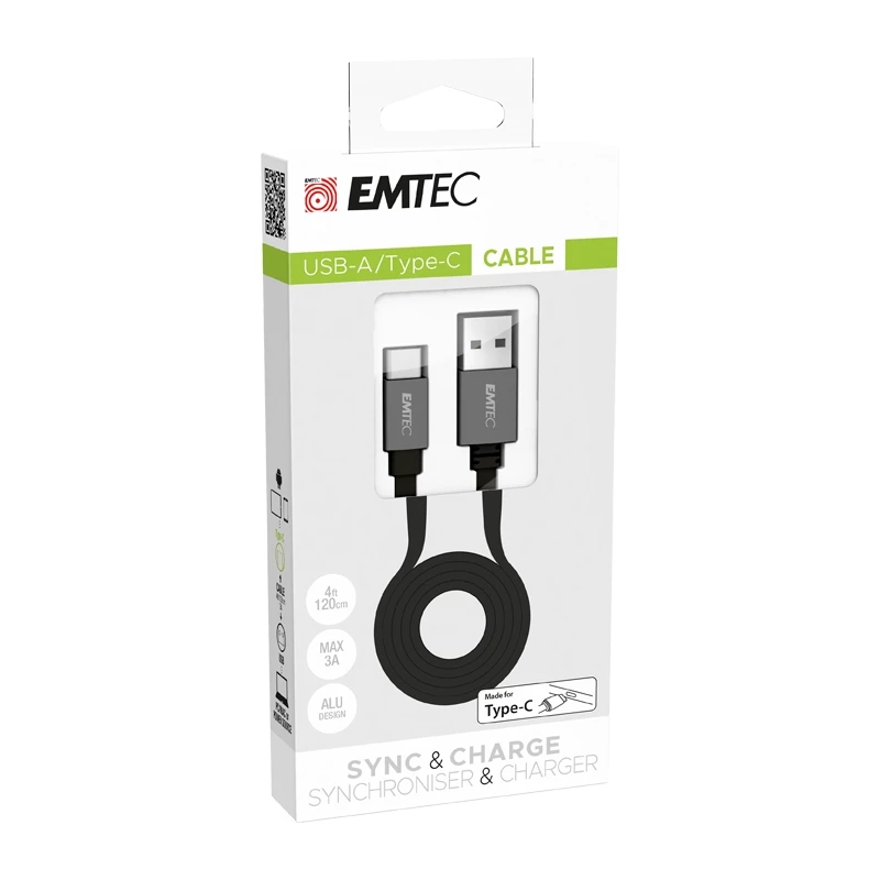 USB-kaabel Emtec T700C 1,2 m USB A – USB C must