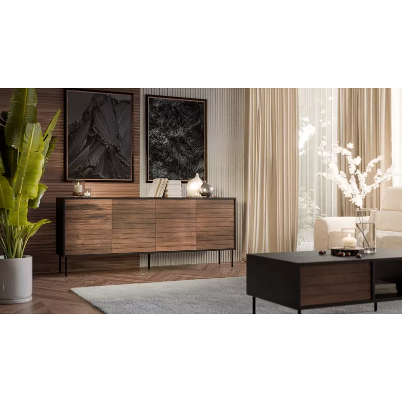 Cama 4D CORTINA kummut 200x40x81 must/pähkel