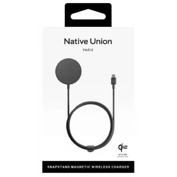 Juhtmeta laadimisalus native union Snapstand Qi2 USB 1.5 m kaabel Must