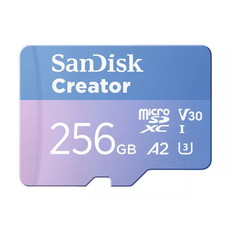 SanDisk Creator MicroSD mälukaart 256GB, kiire andmeedastus kuni 190 MB/s