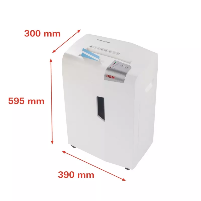 Paberipurustaja HSM 1033121 osakesteks 2 x 15 mm, 23 cm töölaius, 26 L korv, valge