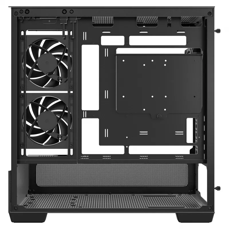 PC Midi Tower DeepCool CG380 3F — must, 235×437×451 mm, toetab 2x120 mm külg- + 1x120 mm tagaventilaatorit, alumine toiteplokk, 2.5 tolli/3.5 tolli kõvakettad
