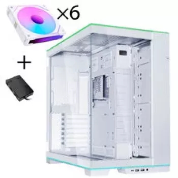 Lian Li O11 Dynamic EVO RGB PC-Enclosure Bundle, Midi-Tower, ARGB, Tempered Glass + 6x UNI FAN SL-INF Reverse Blade Fan - Valge