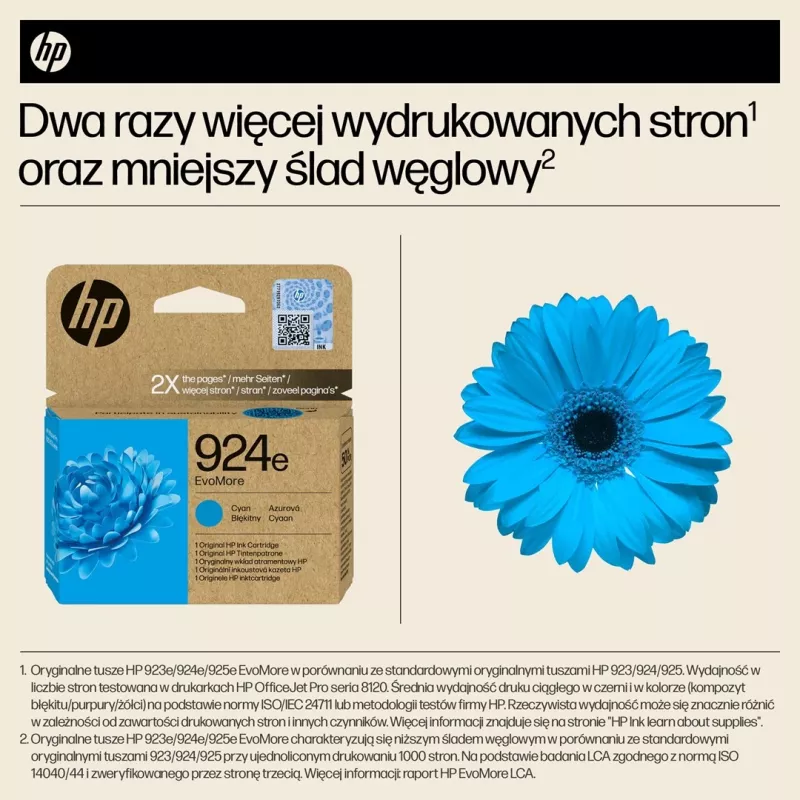 HP 924e EvoMore Cyan originaal tindikassett, suure (XL) tootlikkusega, tsüaan, 1 tk, 800 lehte, üksikpakend