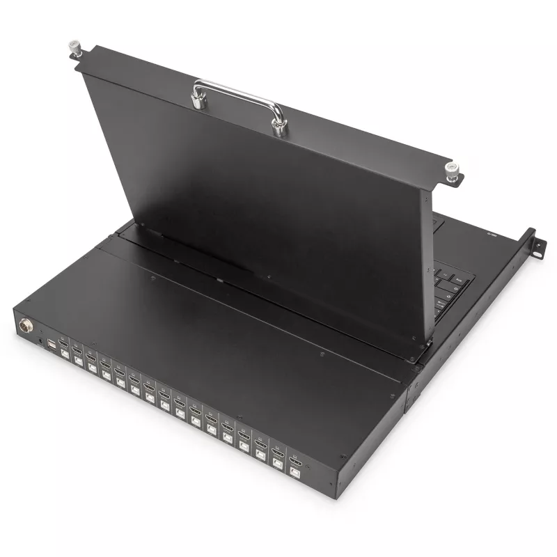 Digitus 17-tolline HD LCD KVM-konsool 16-pordiline HDMI saksa klaviatuur