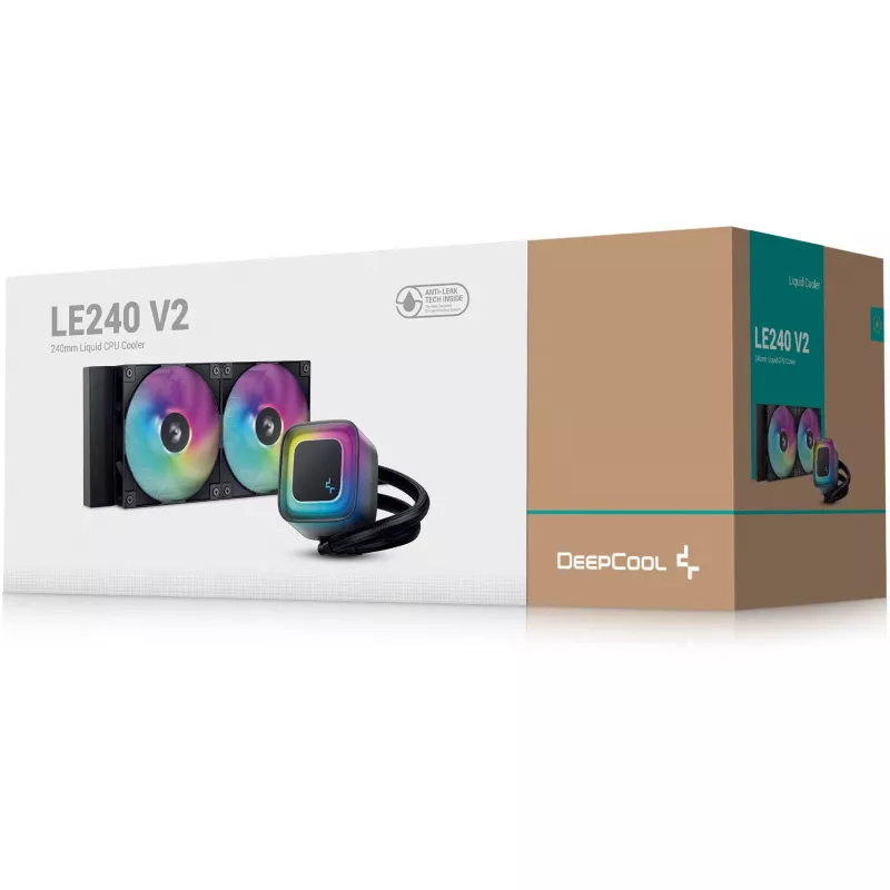 Universaalne vedelikjahutus DeepCool LE240 V2 240 mm, 2x120 mm ventilaatorid, hüdrauliline laager, AM5 tugi, 41 cm voolikud, must