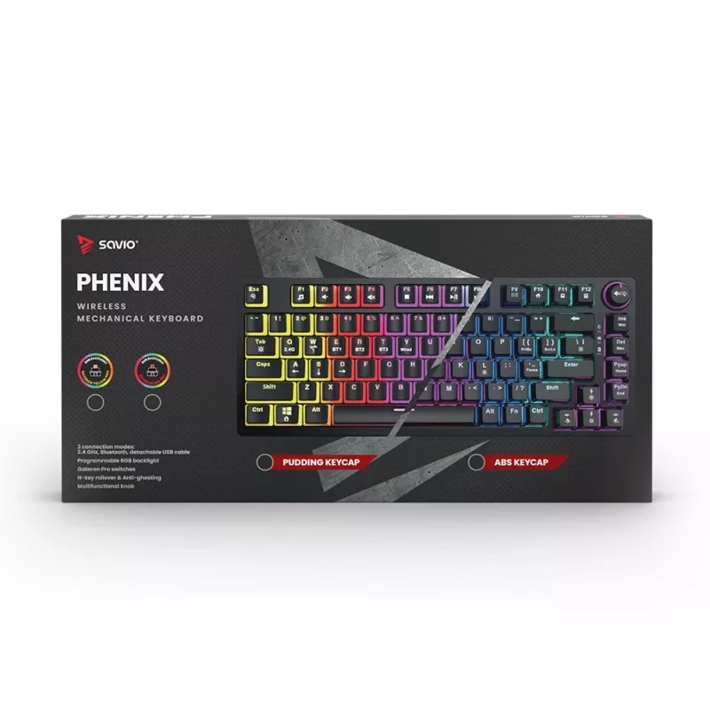 Mänguriklaviatuur Savio SAVGK-PHENIX RED PUDDING mehaaniline RGB juhtmevaba