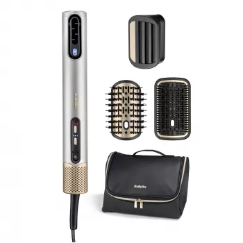 Juuksekujunduskomplekt BABYLISS AS6555E — Airflow tehnoloogia, 4 kuumutusastet, 2,5 m juhe, Hõbedane/Kuldne