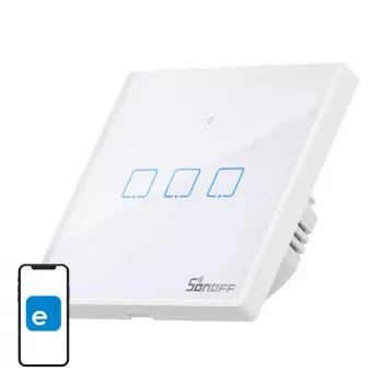 Seinale paigaldatav nutikas lüliti Sonoff T2 EU TX 3-kanaliline Wi‑Fi + RF 433 juhtimine