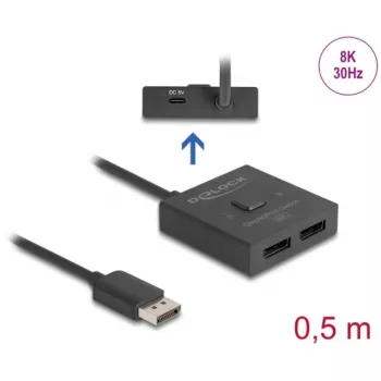Delock - video jaotur/-lüliti - 8K, kahesuunaline - 2 x DisplayPort - lauaarvuti (18906)