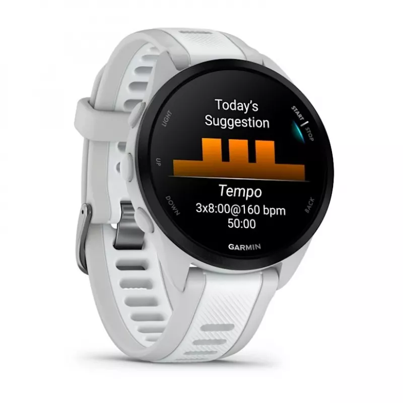 Nutikell GARMIN Forerunner 165 Music — GPS, 1,2-tolline AMOLED, 43 mm korpus, 11-päevane aku, 5 ATM, 4 GB, hall