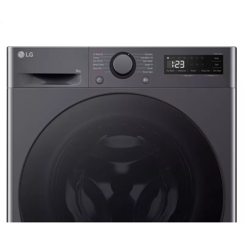 Pesumasin LG F2WR508S2M — eestlaetav, 8 kg, 1200 p/min, A-klassi tõhusus, 60×48 cm, LED-ekraan, kesköö must