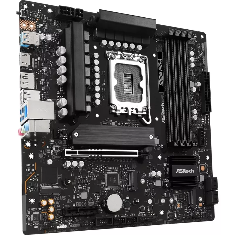 Emaplaat ASRock B860M Pro-A micro ATX — Intel B860, LGA 1851, DDR5, 4 DIMM, kuni 256 GB, 2.5Gb Ethernet