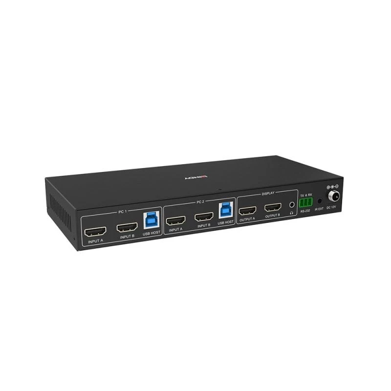 Lindy 2-pordiline kahe peaga HDMI 4K60, USB 3.0 KVM-lüliti, 4096 x 2160 pikslit, 4K Ultra HD, must