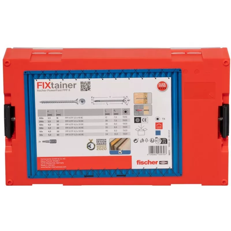 Kruvikomplekt FISCHER FixTainer PowerFast II, 702 tk, täiskeere, tsingitud
