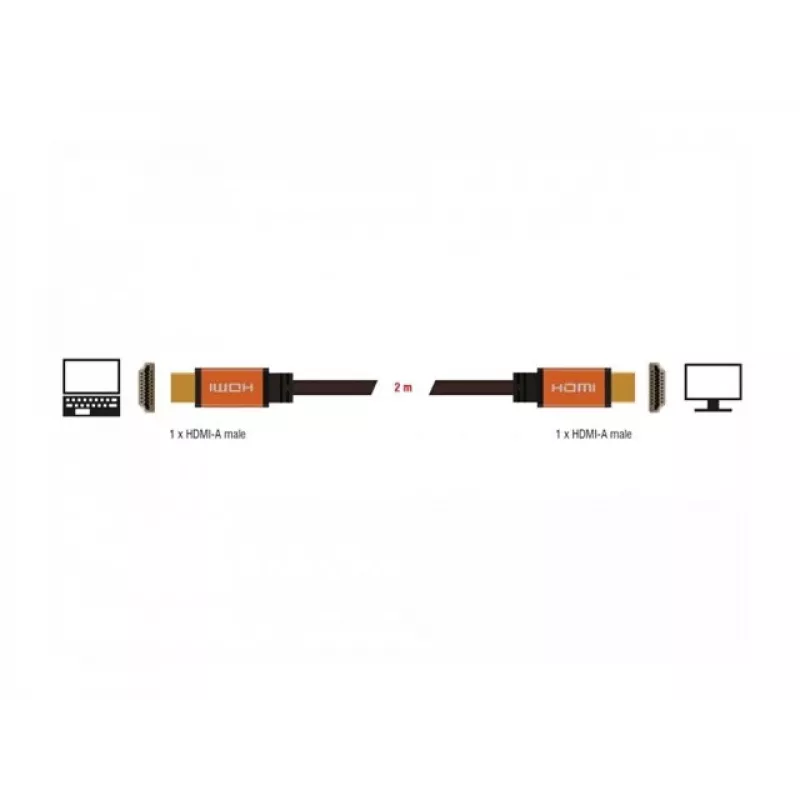 HDMI-kaabel DeLOCK 85729 2 m HDMI Type A Standard Must Kuldne