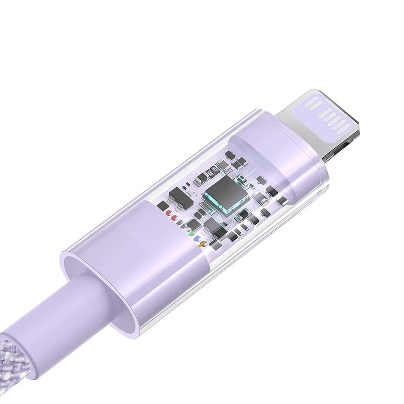USB-C to Lightning kiirlaadimiskaabel Baseus Gem 1 m 20 W lilla, nailonümbris, 7-kontaktiline Lightning