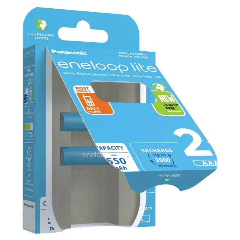 Laetavad patareid PANASONIC ENELOOP LITE AAA 550 mAh 2 tk (BK-4LCCE/2CP)