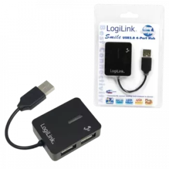 USB jaotur LOGILINK UA0139 — 4 pordiga USB 2.0, 480 Mbit/s, must