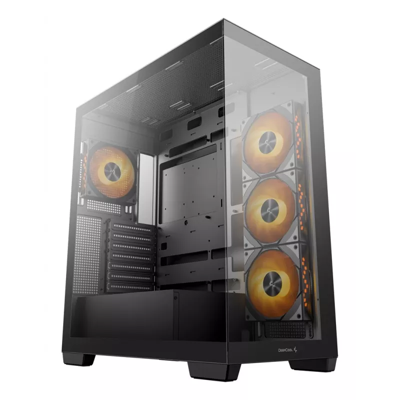 PC korpus DeepCool CG580 4F Midi Tower — ATX/ITX/MicroATX, karastatud klaas, 3×120mm+1×120mm ventilaatorid, 2×3.5-tolline ja 2×2.5-tolline, USB-A×2 USB-C×1, must